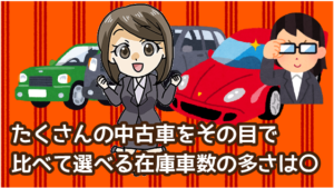 3.1 たくさんの中古車をその目で比べながら選べる在庫車数の多さは◎